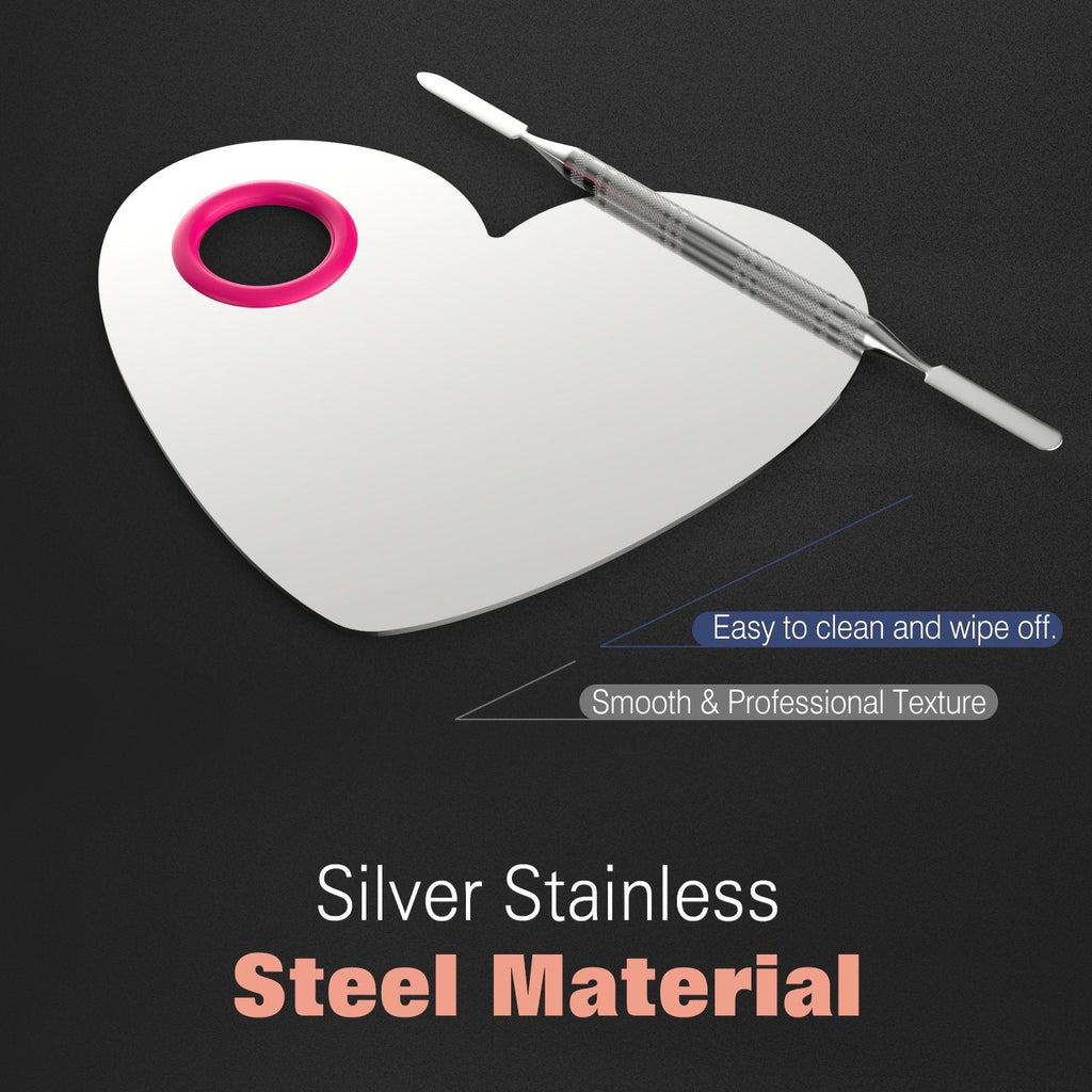 Makeup Mixing Palette, Stainless Steel Cosmetics Makeup Palette Foundation Cream Mixing Blending Artist Tool Makeup Tools with Spatula for Eyeshadow, Lipsticks, Nail Art